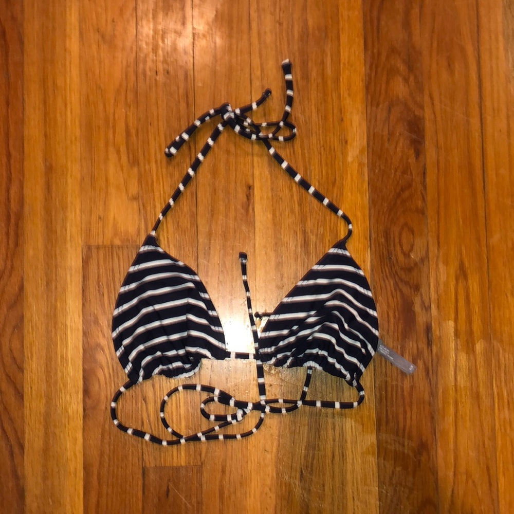 Navy Striped Bikini Top